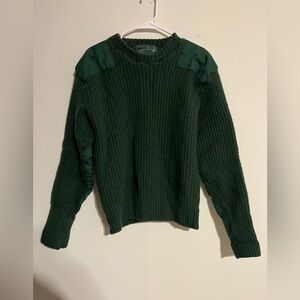 Dark Green Ribbed Knit Sweater